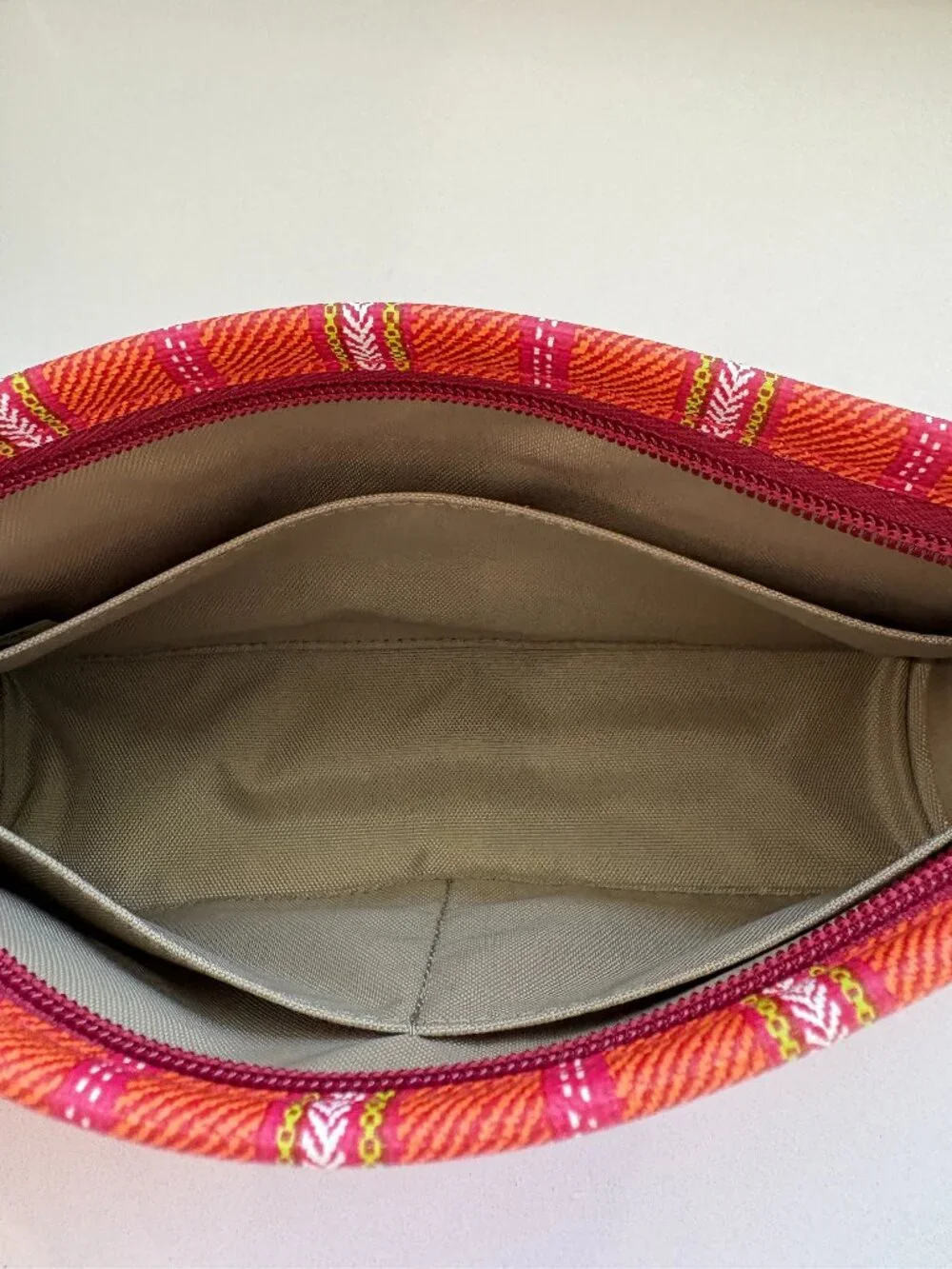 Coach Legacy Weekend Ticking Cosmetic Case Bag Stripe Pink Lime Orange 49255 NEW
